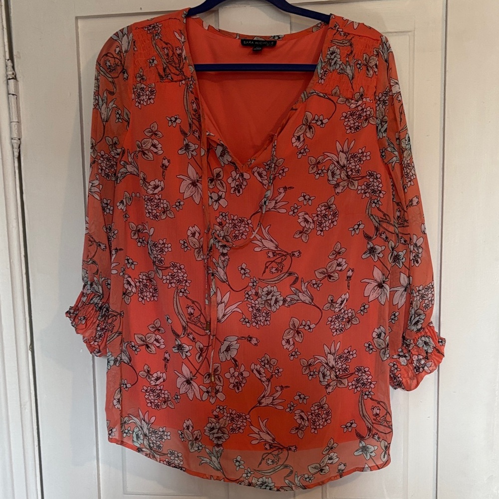Sara Michelle Vibrant Floral Blouse
